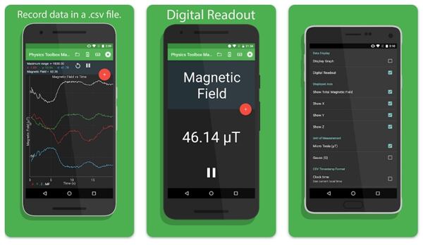 Aplikace Physics Toolbox Magnetometer. Aplikace Physics Toolbox Magnetometer