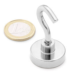 Neodymový hák, magnetický háček Ø 25 v. 16 mm, M5, síla 30 kg