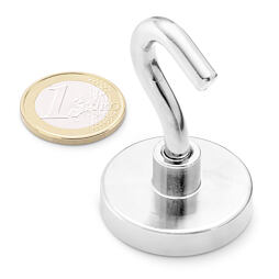 Neodymový hák, magnetický háček Ø 32 v. 16 mm, M6, síla 41 kg