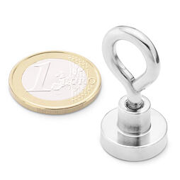 Neodymový magnetický úchyt kruh Ø 16 v. 14 mm, M4, oko, síla 10 kg