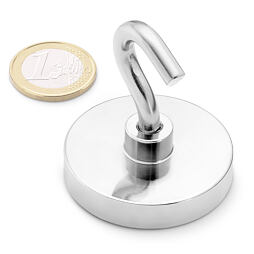 Neodymový hák, magnetický háček Ø 42 v. 16 mm, M6, síla 80 kg