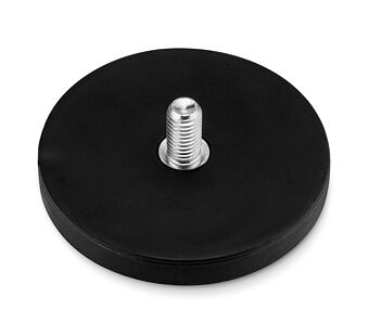 Neodymový magnetický úchyt kruh Ø 66 v. 8 mm, závitový čep M8, síla 25 kg, pogumovaný