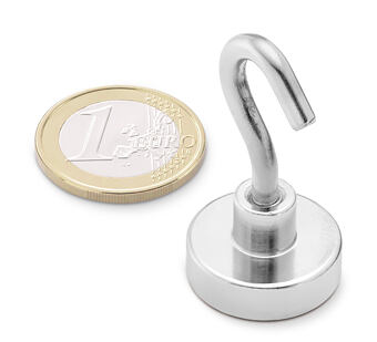 Neodymový hák, magnetický háček Ø 20 v. 15,5 mm, M4, síla 16 kg